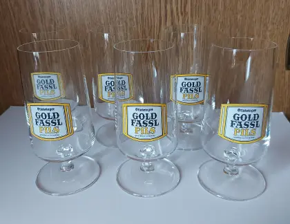 Ottakringer Gold Fassl Pils Biertulpen, Biergläser, Retrogla