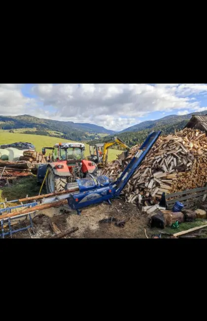 Holzspalten mit Sägespaltautomat