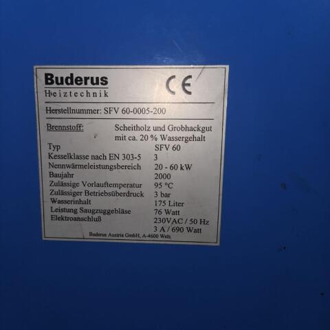 Buderus Holzvergaserkessel zu verkaufen, Typ SFV 60