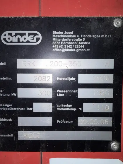 Binder Hackschnitzelofen RRK 200-350