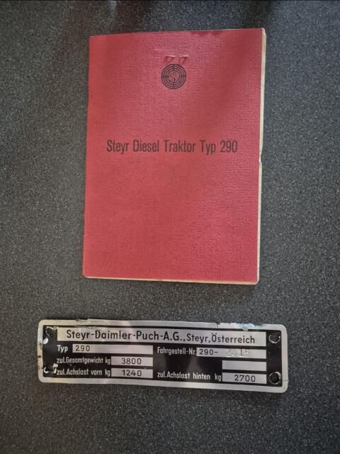 Steyr 290 Typenschein inkl. Typenschild