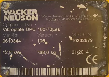 Wacker Neuson DPU 100-70 Les Rüttelplatte
