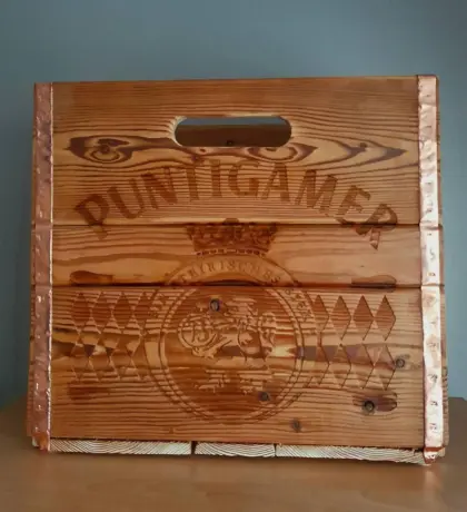 Puntigamer Holzkiste, Lärchenholz, Geschenkskiste