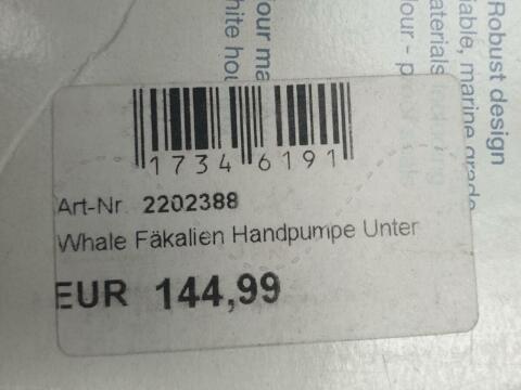 Whale Mk 5 Handpumpe, robuste Fäkalien-Schmutzwasserpumpe
