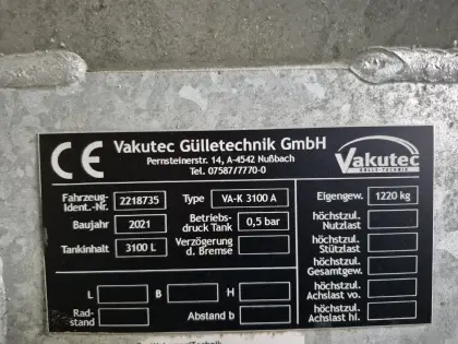 Güllefass Vacutec VA-K 3100A