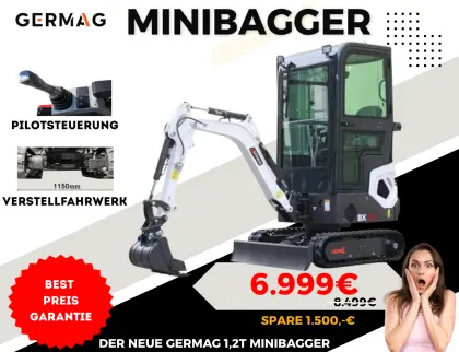 GERMAG BX12c 1,2 t Bagger Knickarm Verstellfahrwerk Pilotsteu BX12C