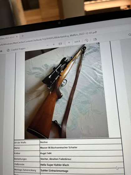 Büchse Mauser 98, Kugel 7x64