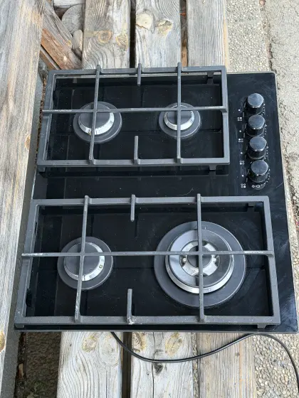 Ikea VASASTAN Gaskochfeld Glas, schwarz, 59 cm