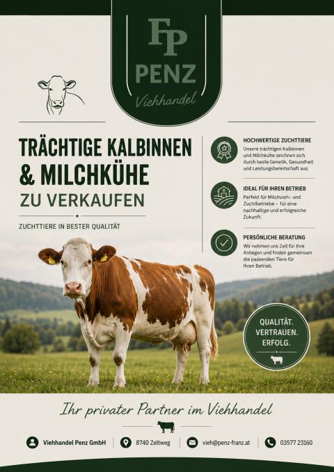 Trächtige Kalbinnen und Milchkühe (FV, HF und BV)