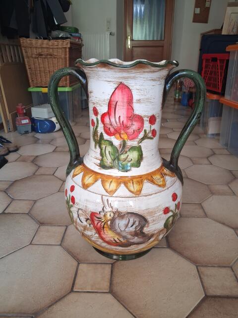 Große Vintage-Bodenvase Keramik Italien Deruta-Stil 70er Jahre