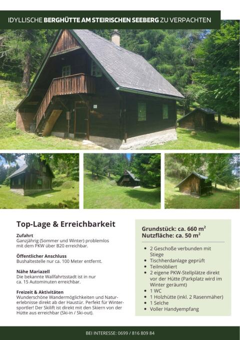Idyllische Berghütte am steirischen Seeberg zu verpachten