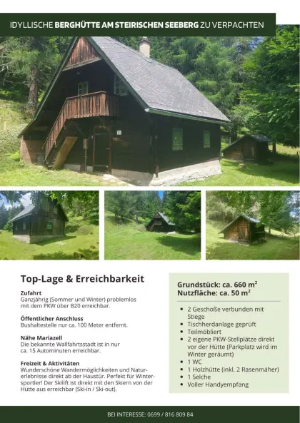 Idyllische Berghütte am steirischen Seeberg zu verpachten