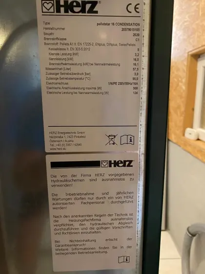 Pelletheizung, Bj. 2020, HERZ pelletstar 16 Condensation