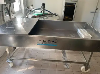 Edelstahl-Arbeitstisch mit Becken 500 l, ASTA Food Technology