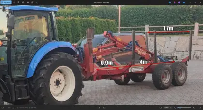 Rückewagen Eigenbau, mit Moser 3-Punkt-Kran und Bagger
