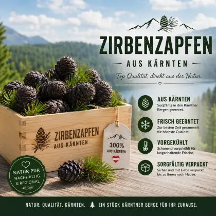 Frische Zirbenzapfen, Zirben