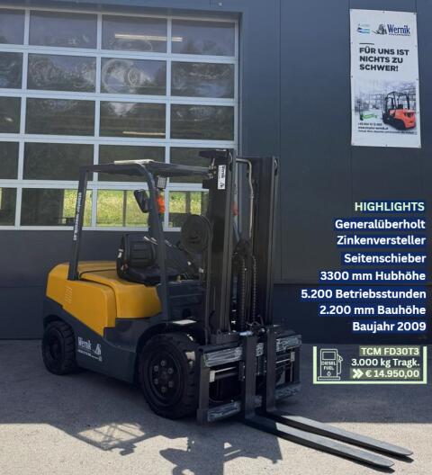 Glänzender Diesel-3-t-TCM FD30T3 Duplex-Vollfreihubmast FD30T3