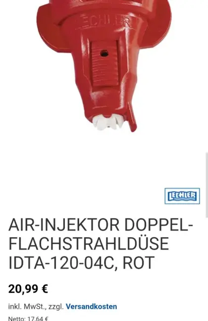 Lechler Air Injektor Doppelflachsttahldüse IDTA 120 04 C
