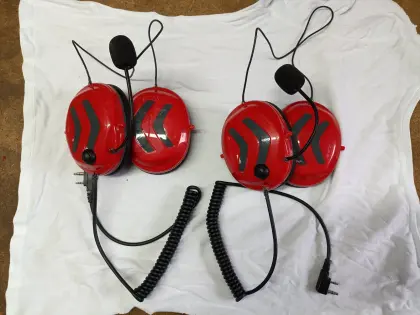 Rot, grau (schwarz) Protos Funk-Headset (Helmfunk, Forstfunk)