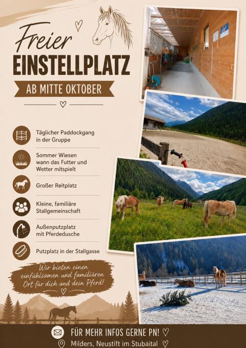 Einstellplatz frei