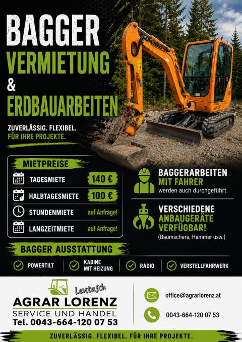 Minibagger-Vermietung, Baggerarbeiten Takeuchi TB 216