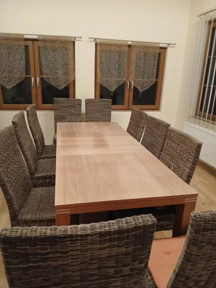 Rattangarnitur, 10 Stk. Sessel und 1 Tisch