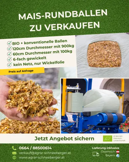 Konventionelle und Bio-Maisballen 2026 AGRAR Schneeberger