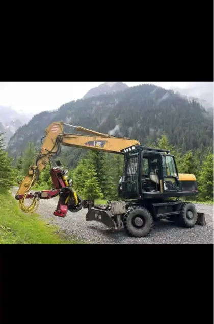 Bagger CAT 316 mit Woody 60 Baggerprozessor Harvester