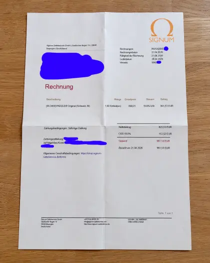 Signum Paddle schwarz, Gr. M, mit Rechnung