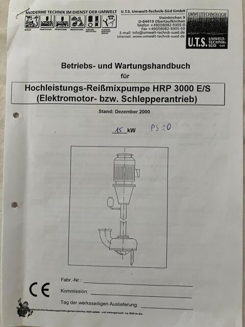 Güllepumpe U.T.S. Biogastechnik HRP3 Hochleistung Reißmix HRP 3400