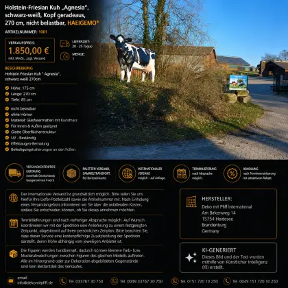 Holstein-Kuh lebensgroß HAEIGEMO® Limited 3D Collection