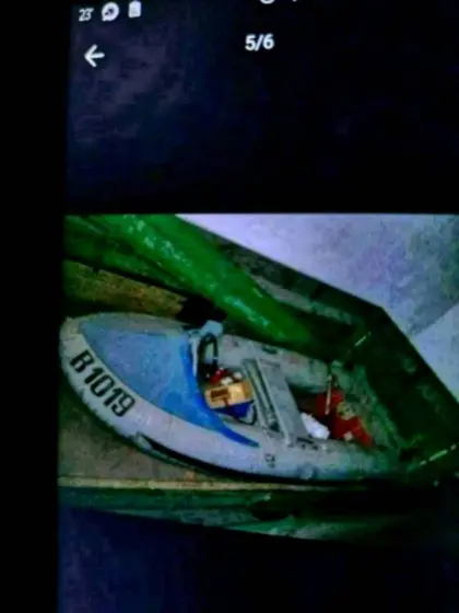 Schlauchboot, Motorboot mit Holzboden (Wiking)
