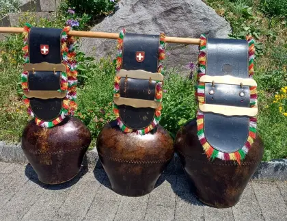 3 Kuhglocken, Schellen, Treicheln, Kümpfe, Almabtrieb