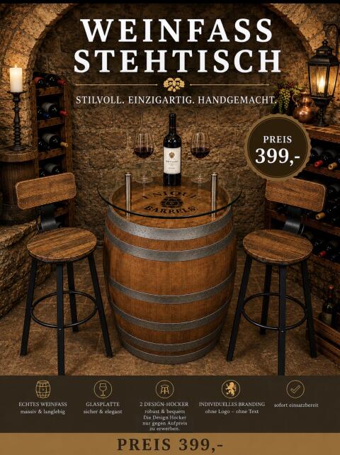 Weinfass-Stehtisch-Bar, top, Unikate