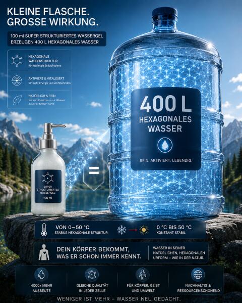Hexagonales Wassergel, 1 Spritzer in 1 l Wasser