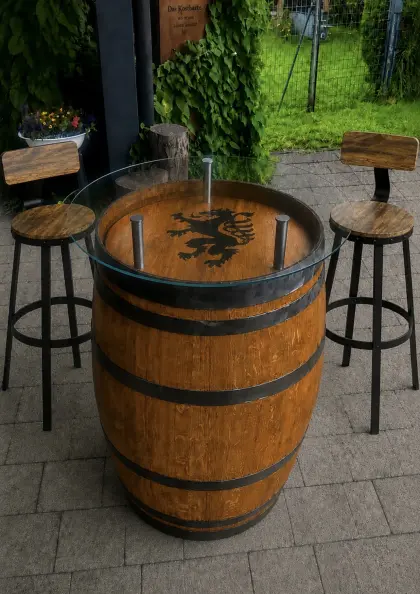 Weinfass-Stehtisch-Bar, top, Unikate
