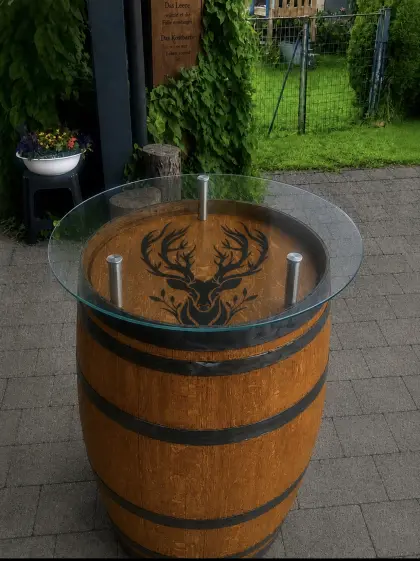 Weinfass-Stehtisch-Bar, top, Unikate