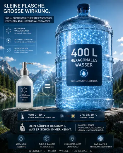 Hexagonales Wassergel, 1 Spritzer in 1 l Wasser
