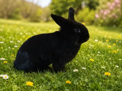 Kleine schwarze Zwergkaninchen-Dame