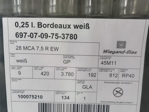 0,25 l Bordeaux-Flaschen, weiß