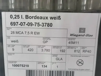0,25 l Bordeaux-Flaschen, weiß
