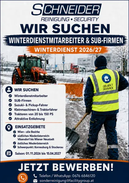 Winterdienst, Mitarbeiter und Subunternehmer gesucht