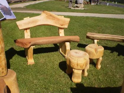Gartenbank, Hocker, Holzschindel