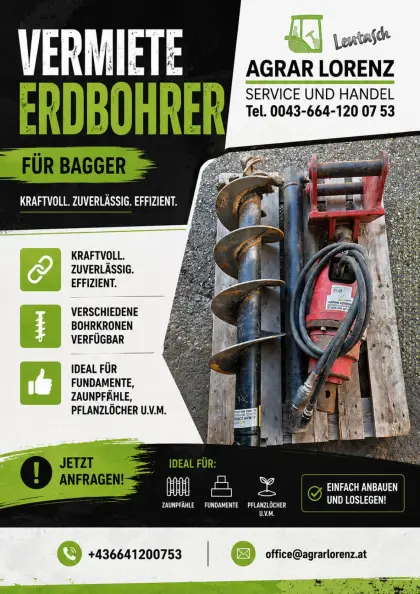 Erdbohrer-Vermietung Bagger