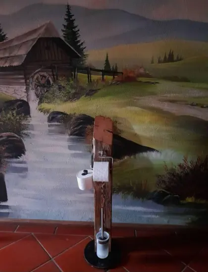 WC-Set, neu, WC-Ständer aus Altholz, WC-Garnitur