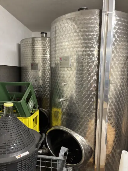 Weintanks 1.100, 700, 600, 100 l, Weinpresse 800 l