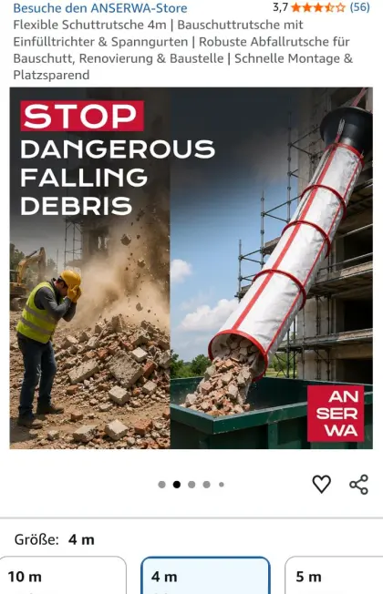 Neue Bauschuttrutsche