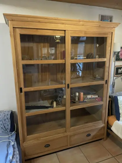 Teakholz natur Schrank, Vitrine