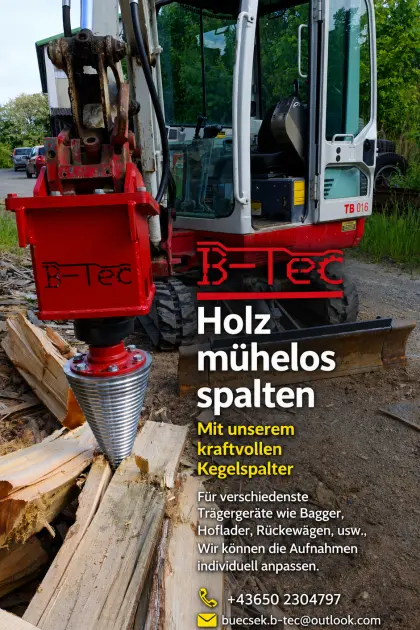 B-Tec Kegelspalter für Minibagger, Rückewagen