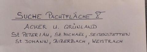 Suche Pachtflächen Acker oder Grünland